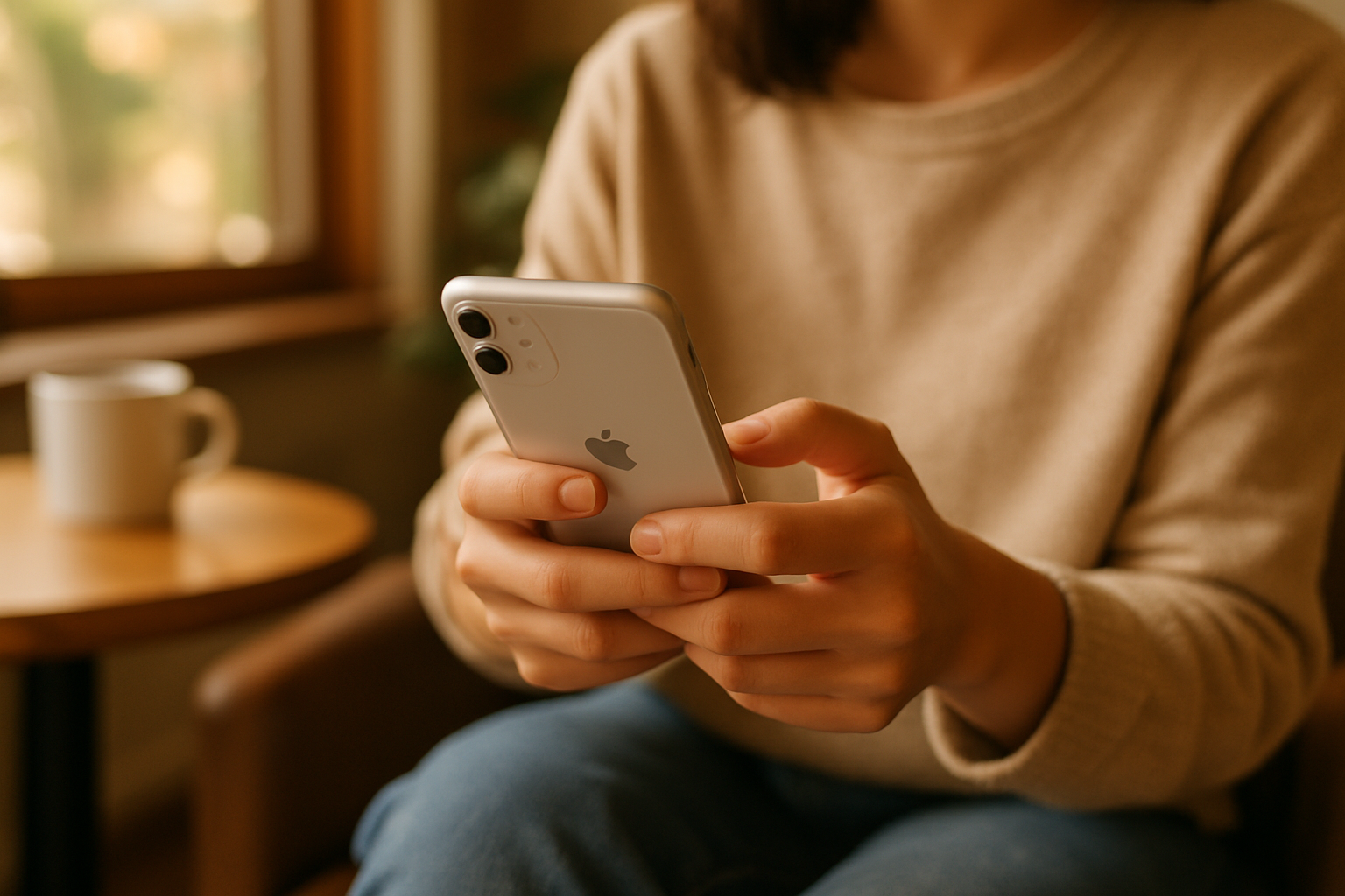 Foto de lifestyle → alguien usando el iPhone